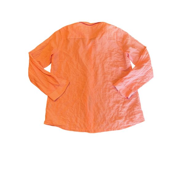 J.McLaughlin Womens Pink Gingham Button-Up Shirt Medium Cottage Preppy Coastal - Picture 4 of 5